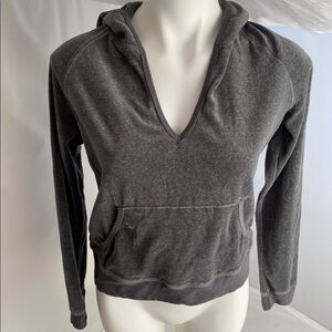 Mossimo gray velour front pocket v-neck hoodie L